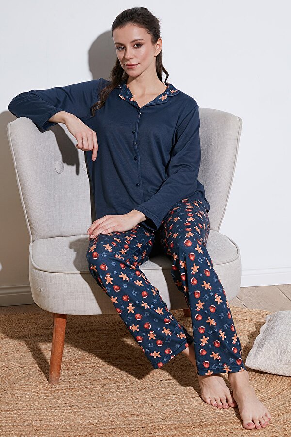 Bayan Pijama Takımı 65714300 LACİVERT