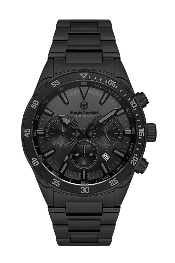 ST.1.10430-5 Tachymeter Fonksiyonlar Aktif Siyah Erkek Kol Saati