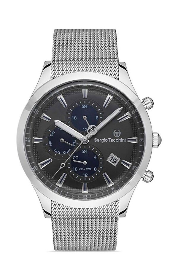 ST.1.10323.1 Hasır Kordon Fonksiyonlar Aktif Dual Time Metalik Erkek Kol Saati