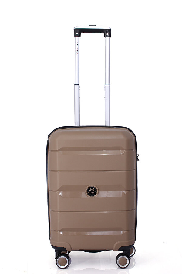 My-pp Kabin boy Küçük  Polipropilen Süper esnek kırılmaz tekerlekli valiz bavul seyahat ŞAMPANYA