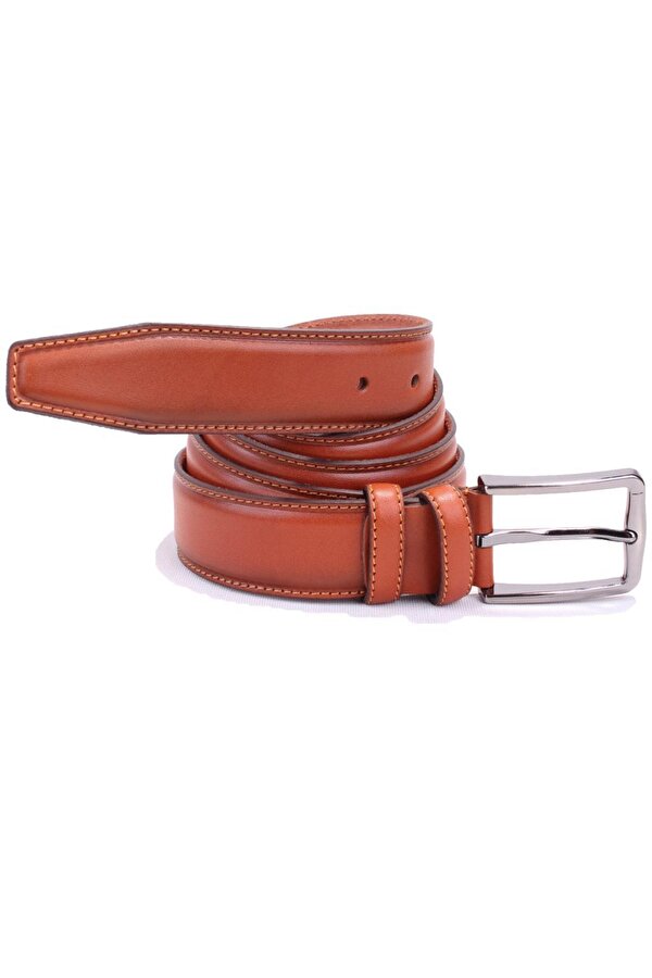 DMK26-306DG Açık Taba 3,5 cm Hakiki Deri Erkek Kemer