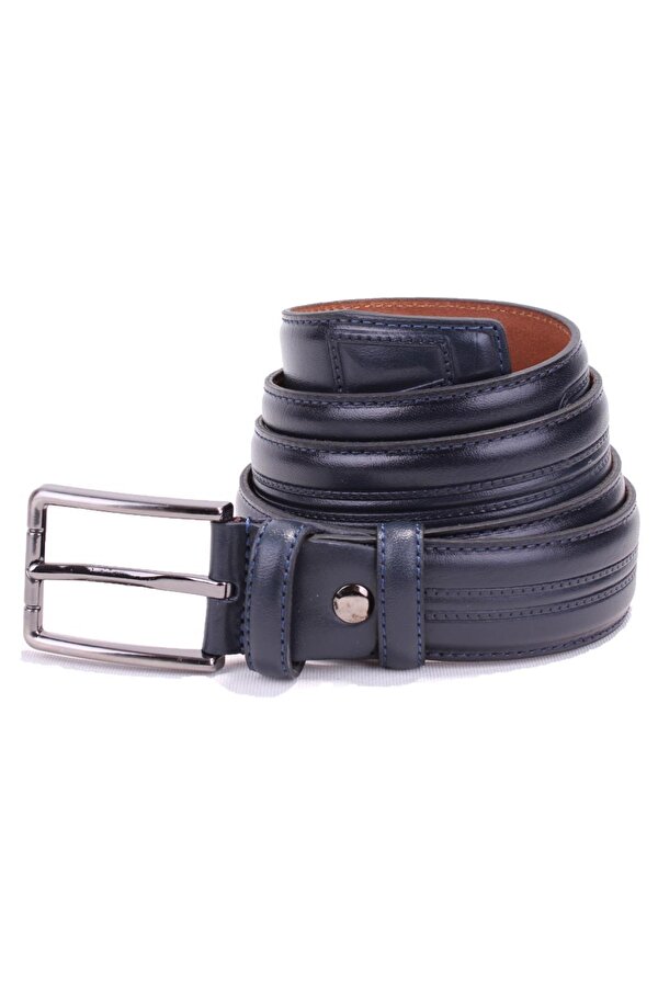 DMK26-305DG Lacivert 3,5 cm Hakiki Deri Erkek Kemer