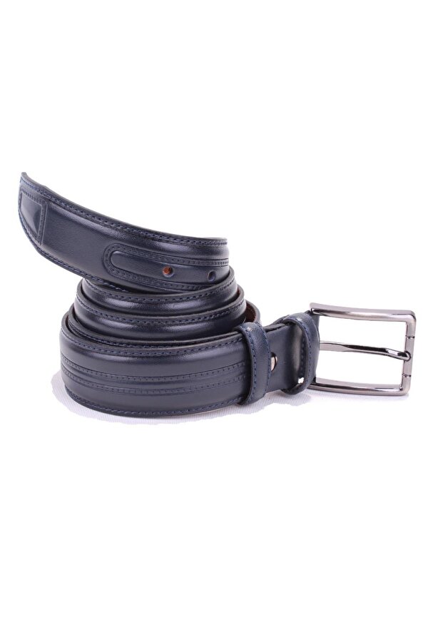 DMK26-305DG Lacivert 3,5 cm Hakiki Deri Erkek Kemer