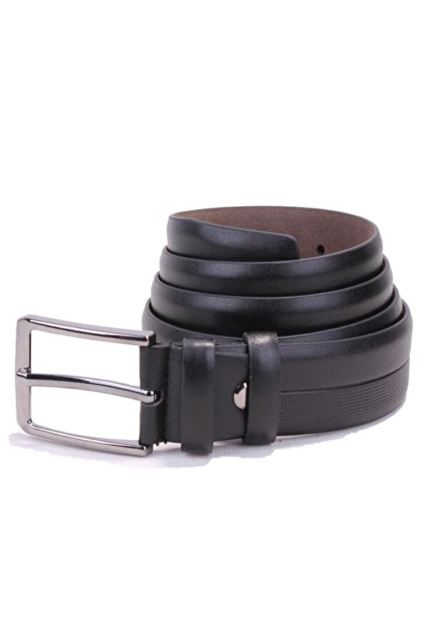 DMK26-304 Siyah 3,5 cm Suni Deri Erkek Kemer