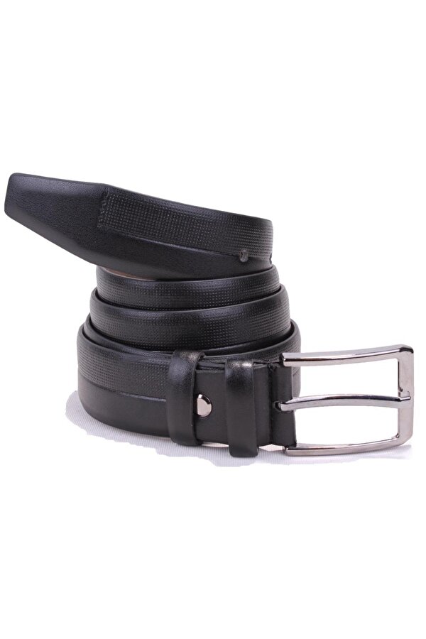 DMK26-304 Siyah 3,5 cm Suni Deri Erkek Kemer