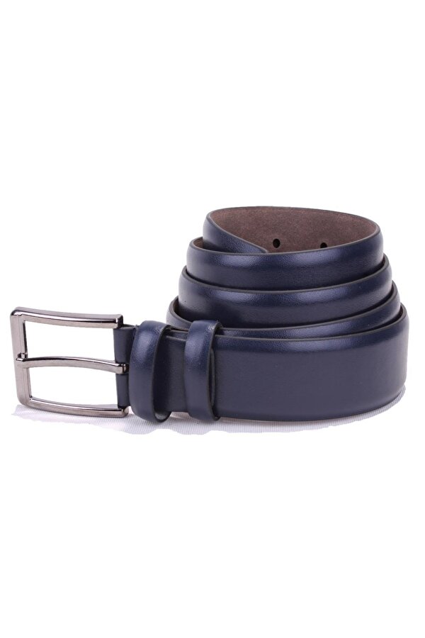 DMK26-302 Lacivert 3,5 cm Suni Deri Erkek Kemer