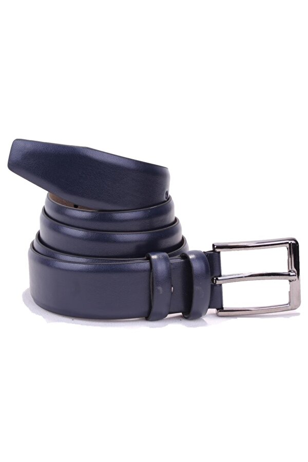 DMK26-302 Lacivert 3,5 cm Suni Deri Erkek Kemer