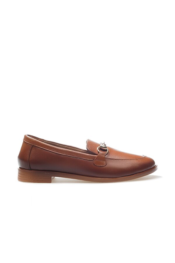Kadın Hakiki Deri Toka Detaylı Loafer Günlük Ayakkabı (36-41) 24k 24411850k Z Taba