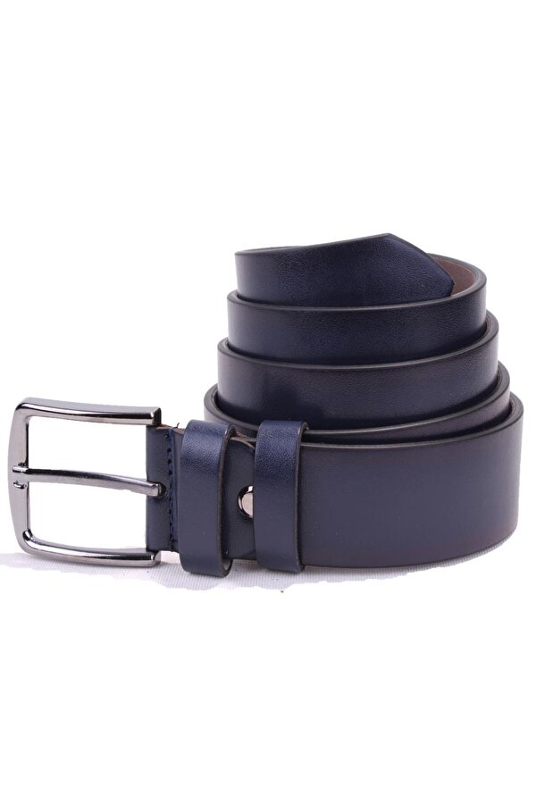 DMK26-355 Lacivert 4 cm Suni Deri Erkek Kemer