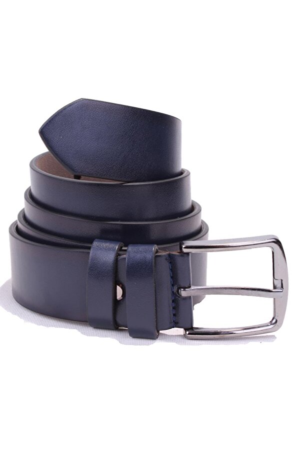 DMK26-355 Lacivert 4 cm Suni Deri Erkek Kemer