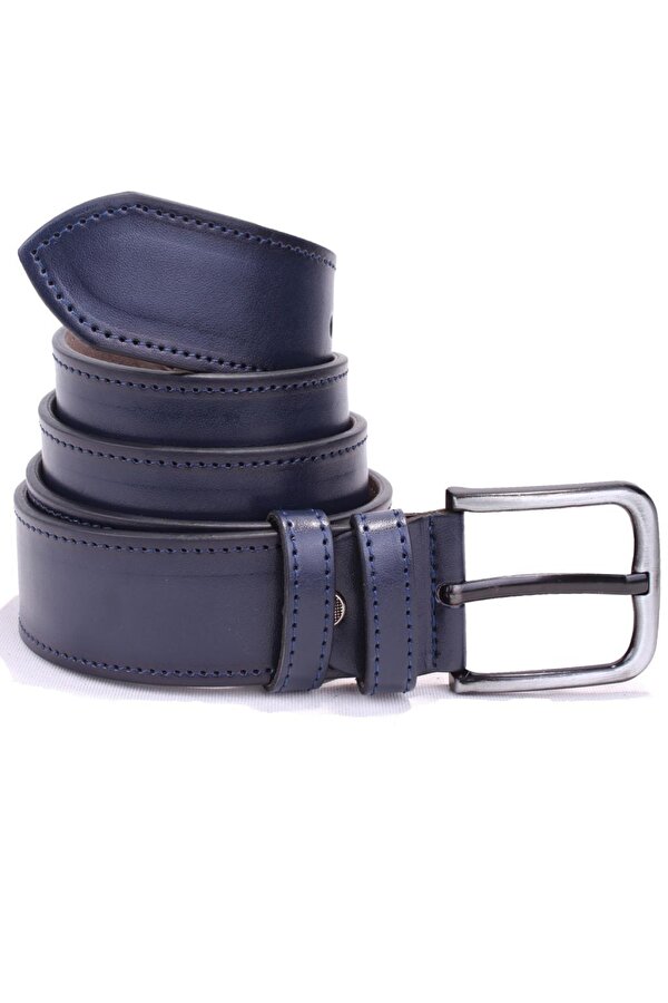 DMK26-459 Lacivert 4.5 cm Suni Deri Erkek Kemer