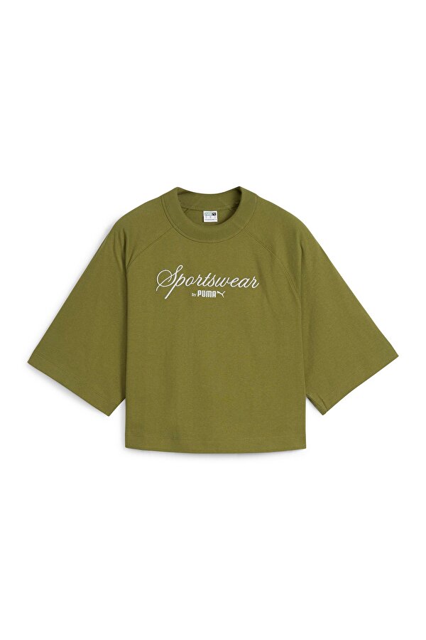 Classics Oversized Kadın Yeşil Yuvarlak Yaka Tişört