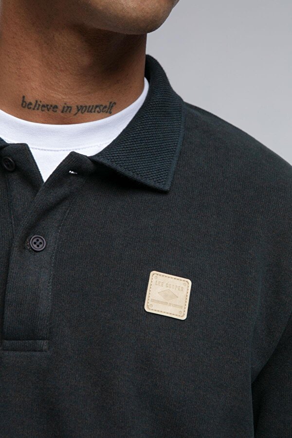 Erkek Newblend Polo Yaka Sweatshirt 241043 Kahve Melanj