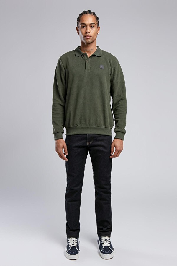 Erkek Newblend Polo Yaka Sweatshirt 241043 Haki
