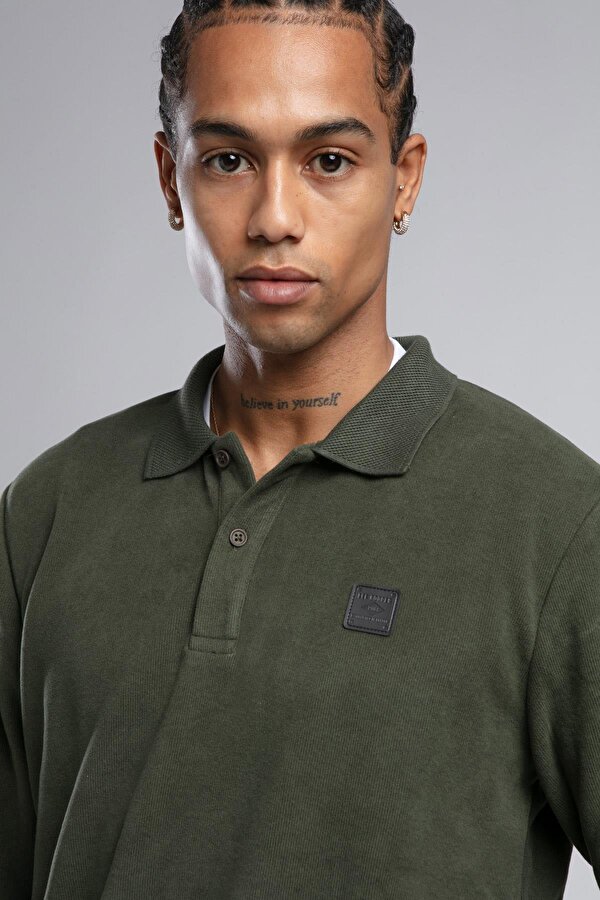 Erkek Newblend Polo Yaka Sweatshirt 241043 Haki