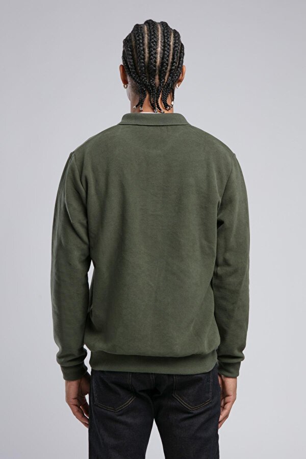Erkek Newblend Polo Yaka Sweatshirt 241043 Haki