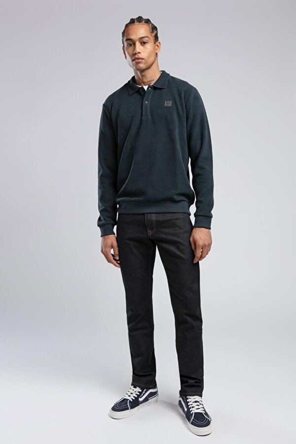 Erkek Newblend Polo Yaka Sweatshirt 241043 Lacivert
