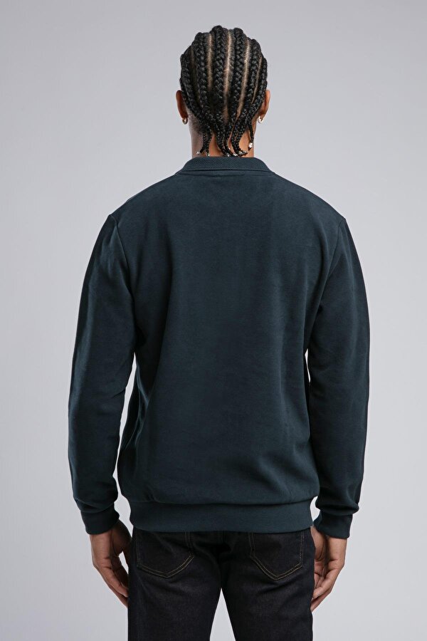 Erkek Newblend Polo Yaka Sweatshirt 241043 Lacivert