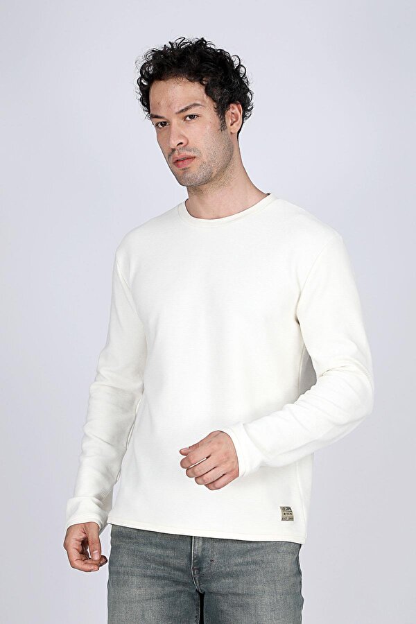 Erkek Ben O Yaka Sweatshirt 241019 Ekru