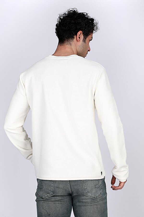 Erkek Ben O Yaka Sweatshirt 241019 Ekru