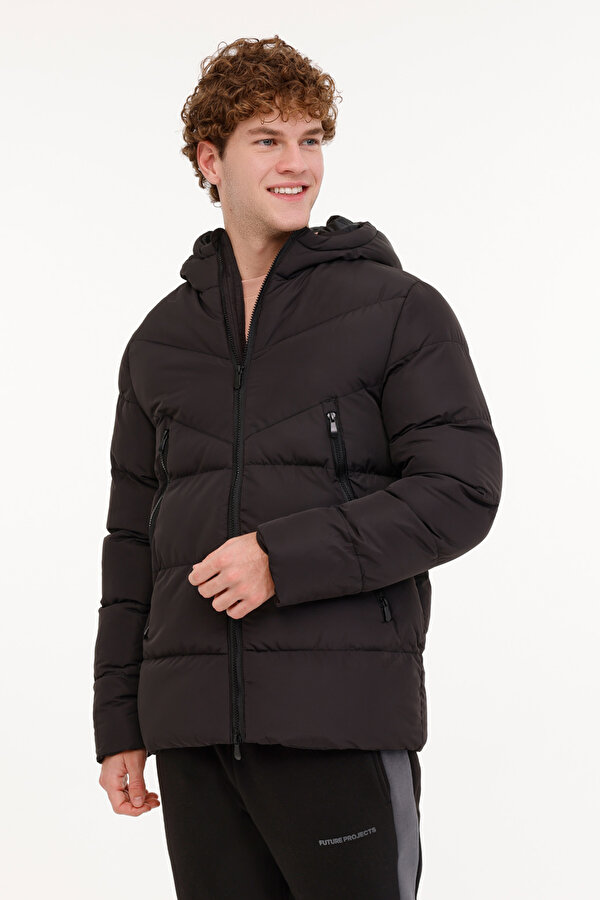 ML BLOCK COAT 4PR Siyah Erkek Kısa Kaban