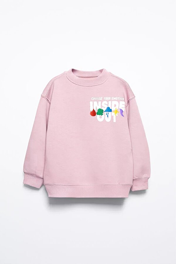 KIZ ÇOCUK TERS YÜZ MODELLİ BİSİKLET YAKA PAMUK SWEAT