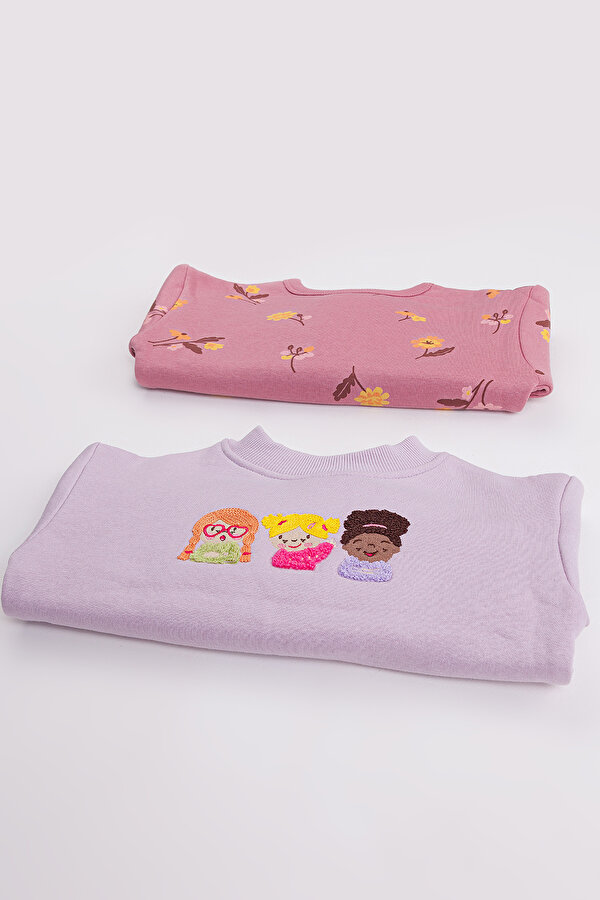 Kız Çocuk 2 li Paket Basic Sweatshirt