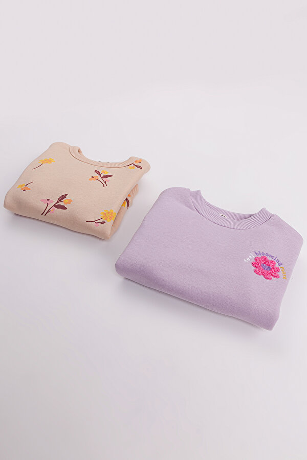 Kız Çocuk 2 li Paket Basic Sweatshirt