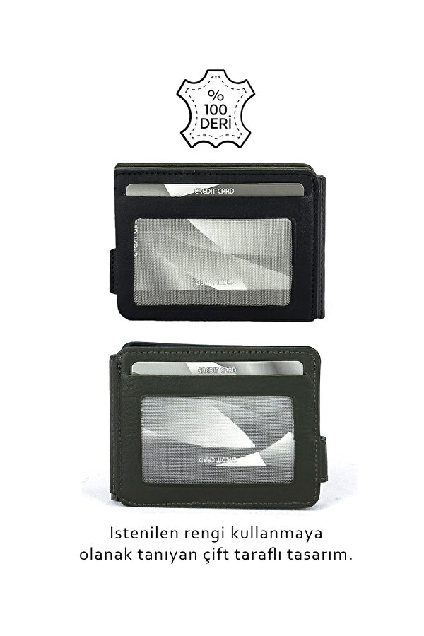 Hakiki Deri Erkek Cüzdan Siyah-Haki 711