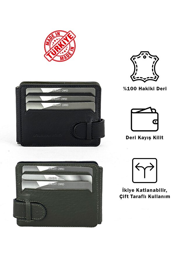 Hakiki Deri Erkek Cüzdan Siyah-Haki 711