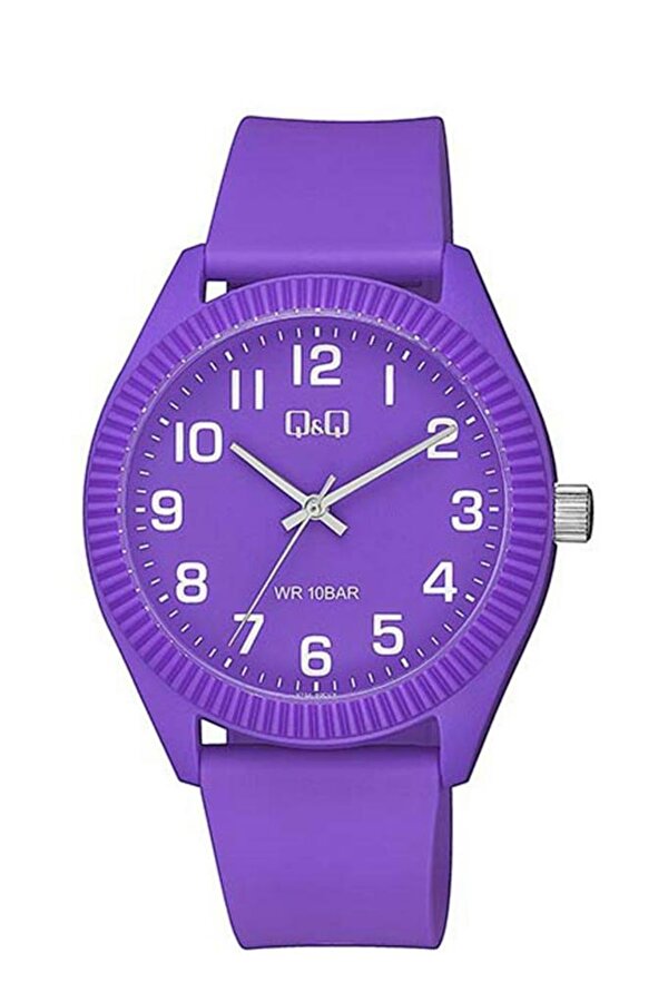 V12A-005VY Plastik Kordon 10 Bar Su Geçirmezlik Mor Unisex Kol Saati