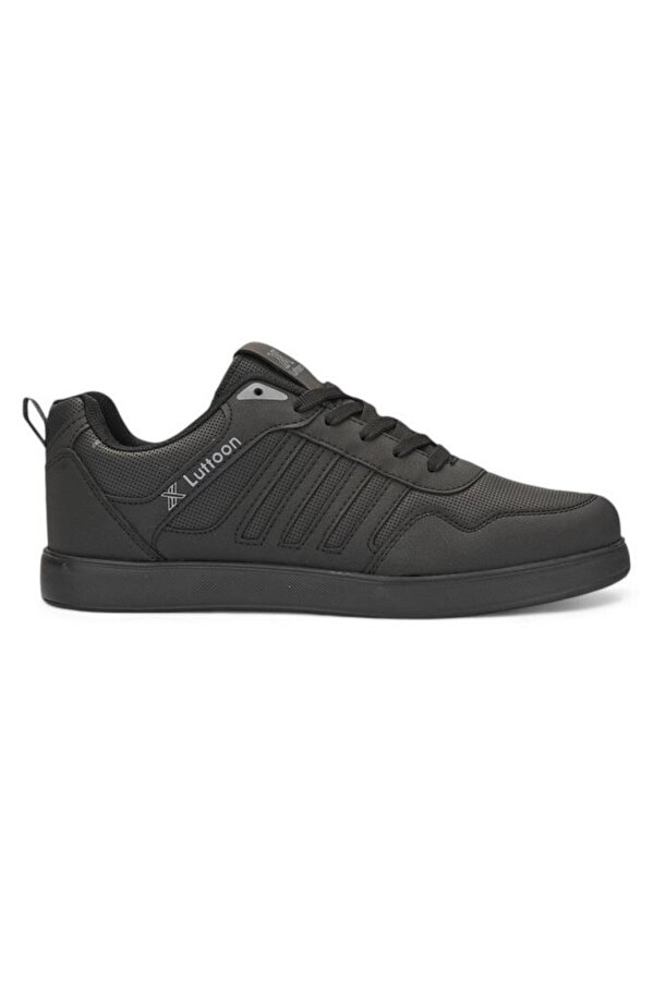4189-24 Deri Anatomik Hafıza Taban Erkek Sneaker Siyah Füme