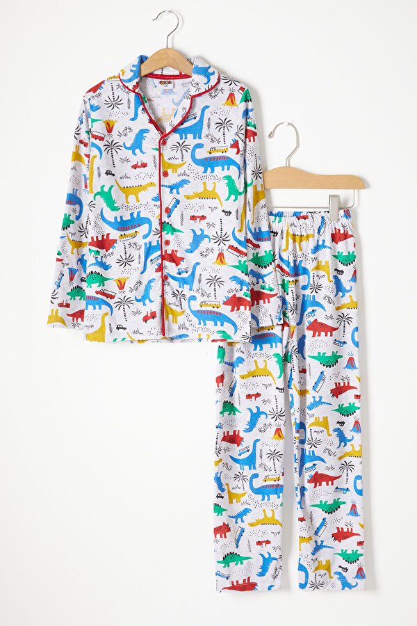 Dinozor Desenli Erkek Çocuk Pijama Takımı 16327