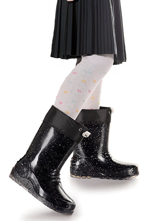 Savana Su Geçirmez Kız Çocuk Yağmur Çizmesi Siyah - Beyaz