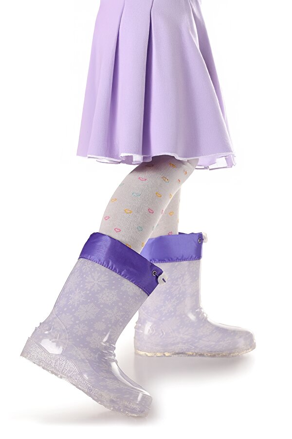 Savana Su Geçirmez Kız Çocuk Yağmur Çizmesi Lila - Beyaz