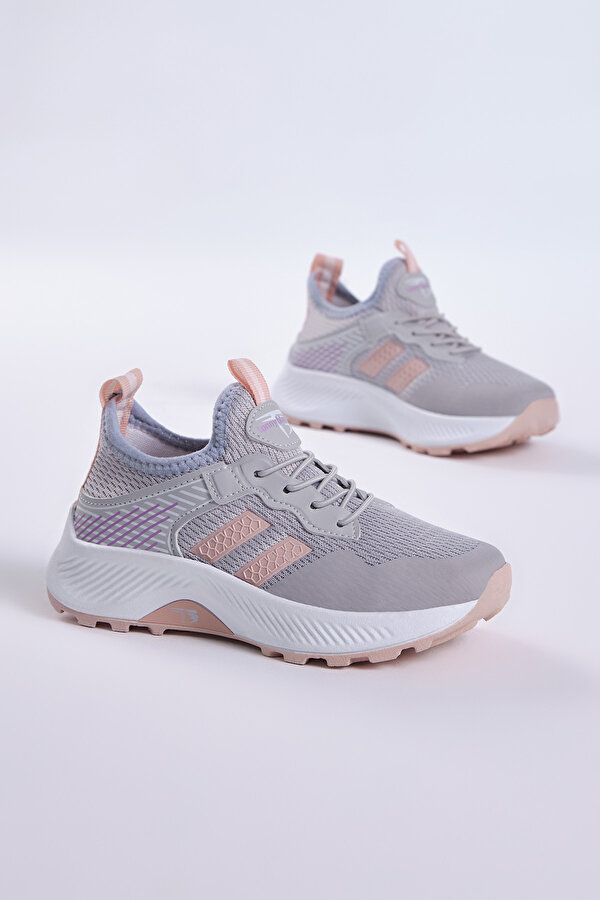 Çocuk Unisex Buz Pudra Rahat Kalıp Nefes Alabilen Kumaş Bağcıklı Sneaker