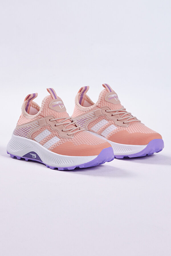 Çocuk Unisex Pudra Lila Rahat Kalıp Nefes Alabilen Kumaş Bağcıklı Sneaker