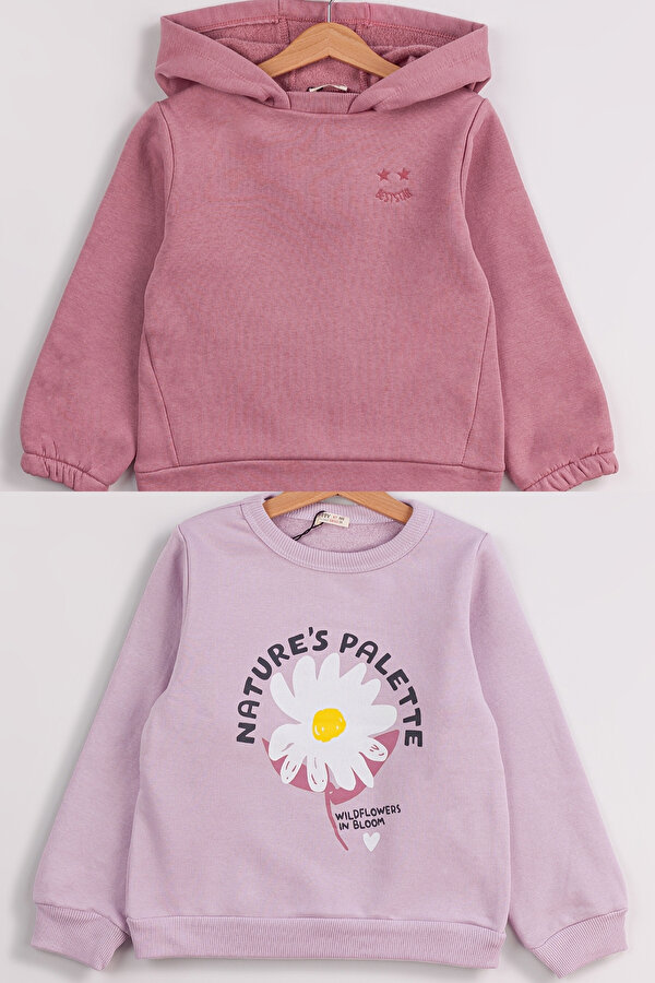 Kız Çocuk 2 li Paket Basic Sweatshirt