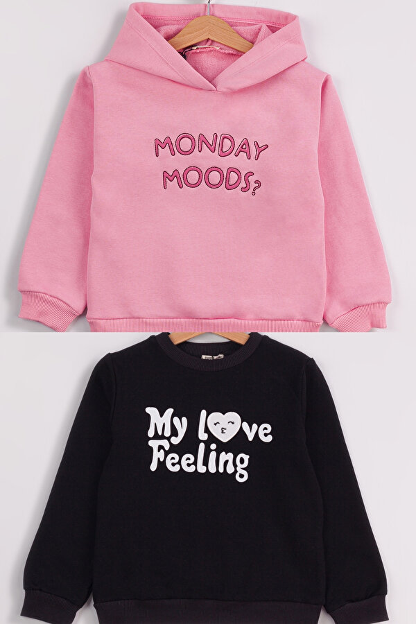 Kız Çocuk 2 li Paket Basic Sweatshirt