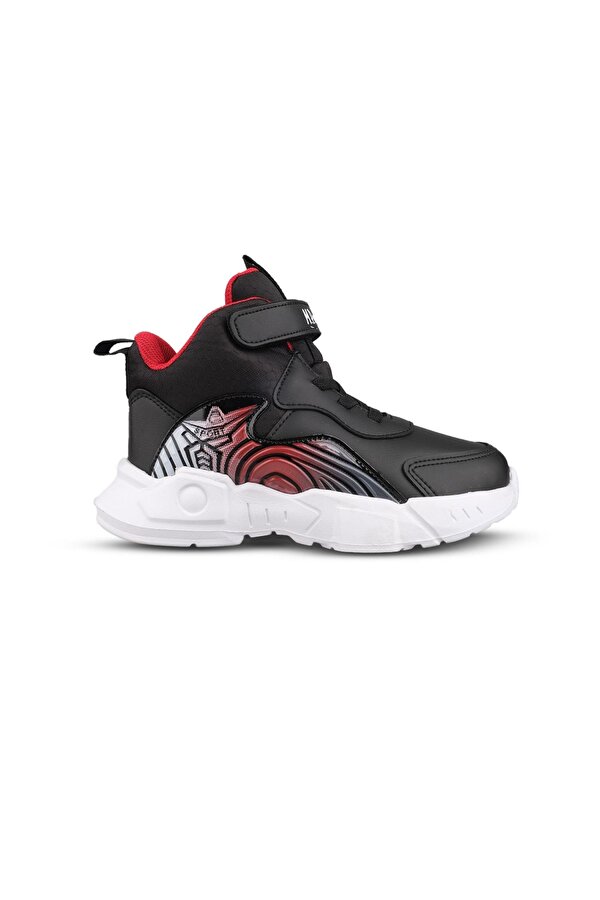 Büyük Kız Çocuk Bilek Boy Siyah-Kırmızı Sneaker Bot