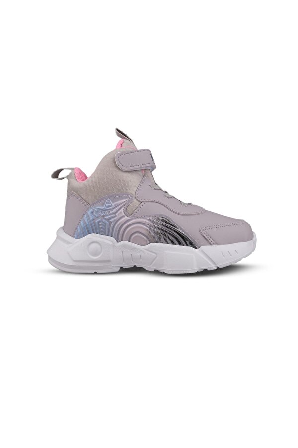 Büyük Kız Çocuk Bilek Boy Gri-Pembe Sneaker Bot