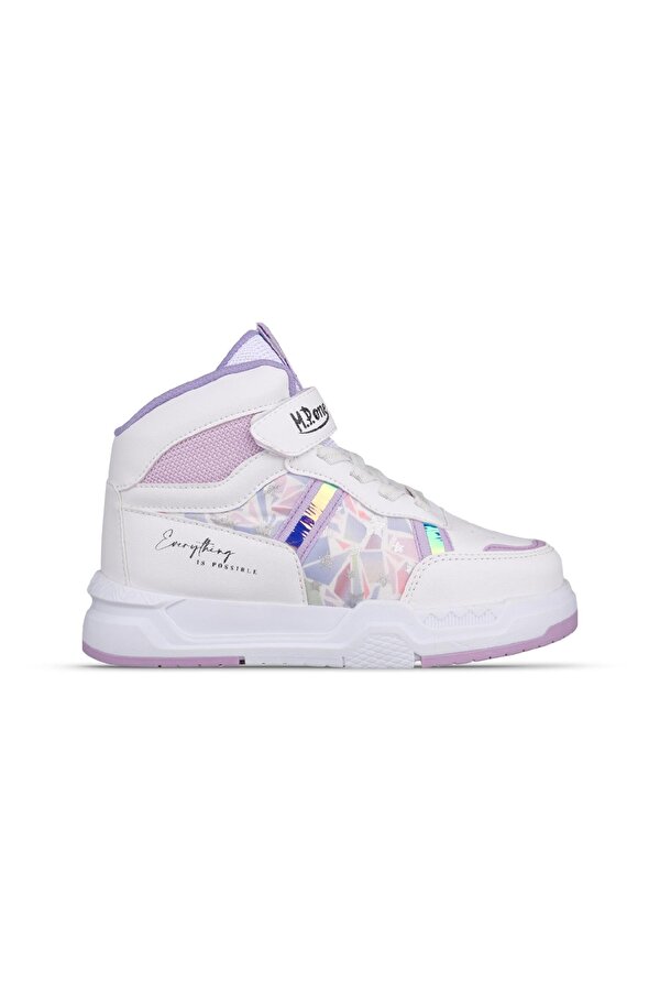 Büyük Kız Çocuk Bilek Boy Beyaz-Mor Sneaker Bot