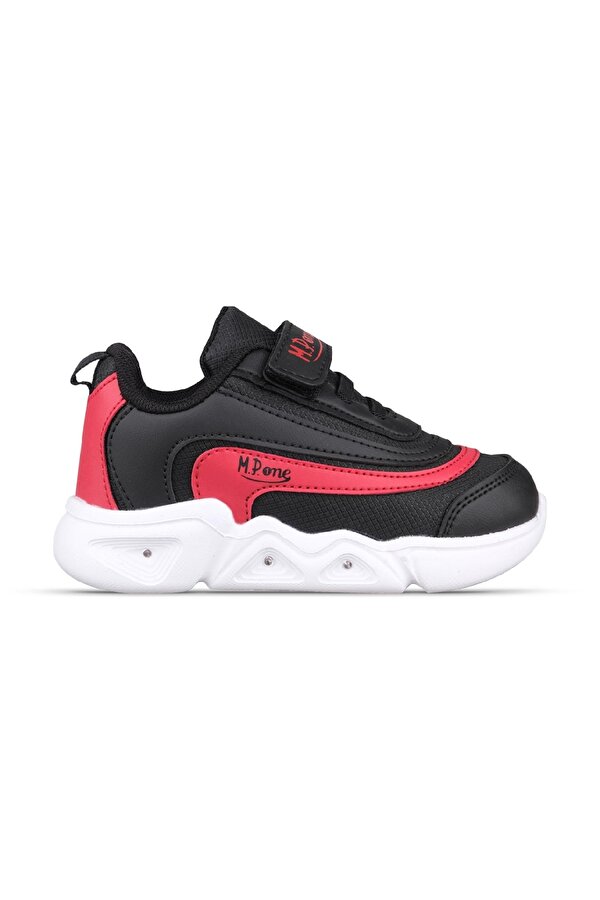 Küçük Kız Çocuk Sneaker - Siyah-Kırmızı, Cırtlı