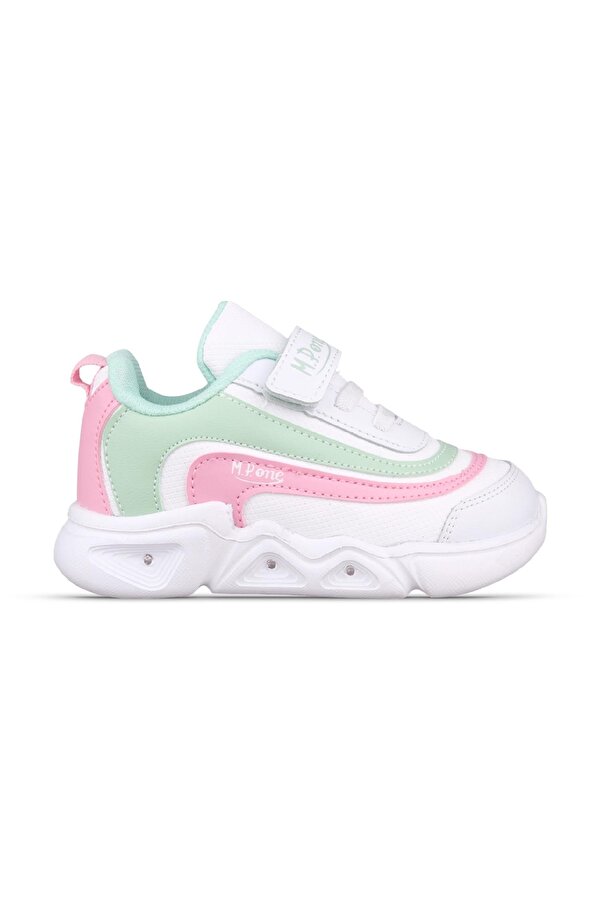 Küçük Kız Çocuk Sneaker - Beyaz-Yeşil, Cırtlı