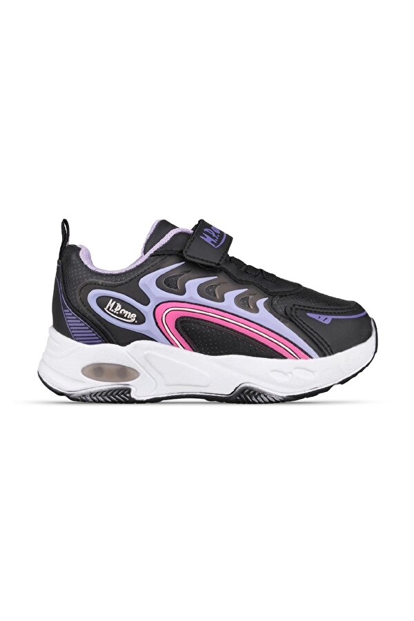 Küçük Kız Çocuk Sneaker - Siyah-Mor, Cırtlı