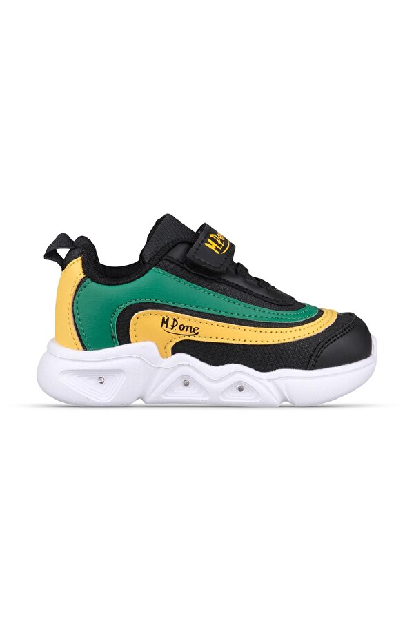 Küçük Erkek Çocuk Sneaker - Siyah-Yeşil, Cırtlı