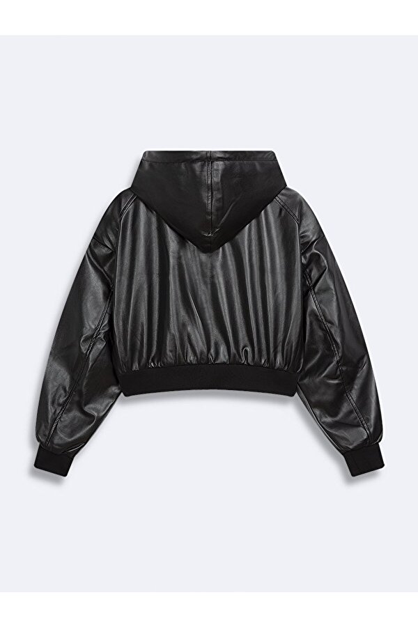 Oversıze Kapüşonlu Siyah Ceket