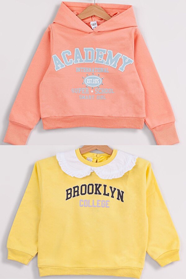 Kız Çocuk 2 li Paket Basic Sweatshirt