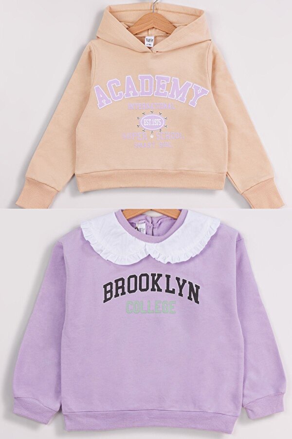 Kız Çocuk 2 li Paket Basic Sweatshirt
