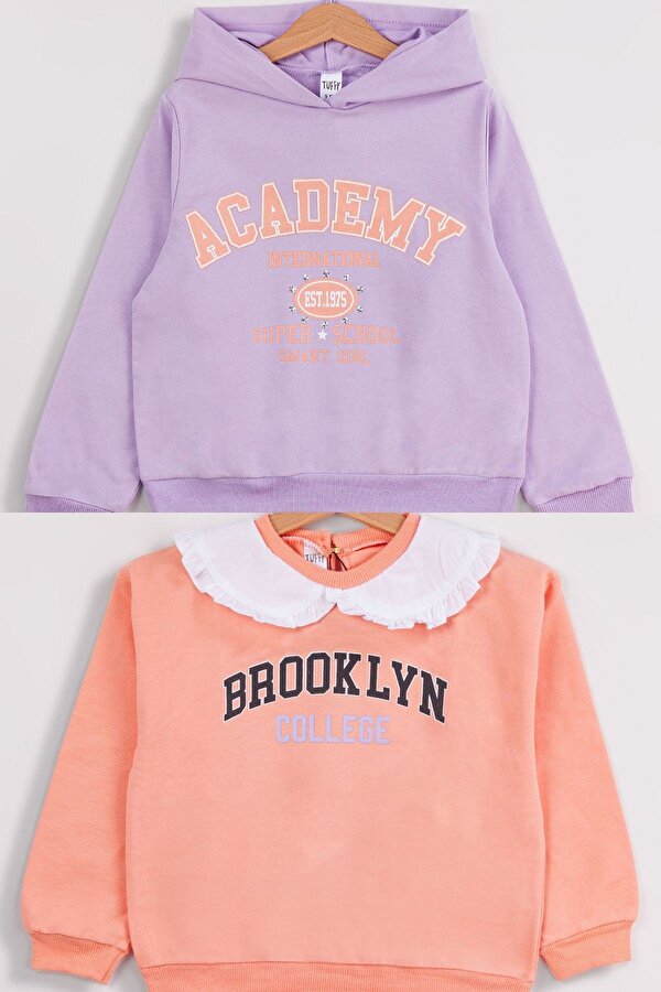 Kız Çocuk 2 li Paket Basic Sweatshirt